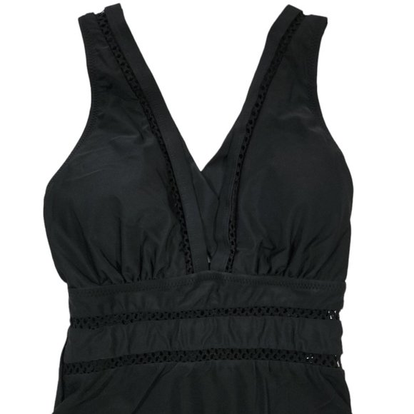 Tempt Me Women One Piece Black Swimsuit Plunge V Neck (Size US S) - Picture 4 of 8